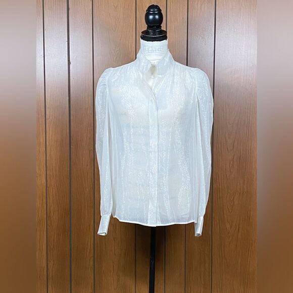 Frame Silk-Blend Long-Sleeve Blouse size M - Picture 7 of 14